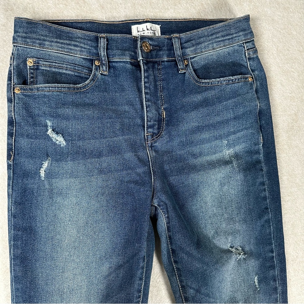 Nicole Miller Jeans Womens 6 Blue SOHO High Rise Ankle Skinny Denim Distressed